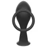 Analplug mit Penisring Addicted Toys aus schwarzem Silikon – Gesamtansicht von vorne