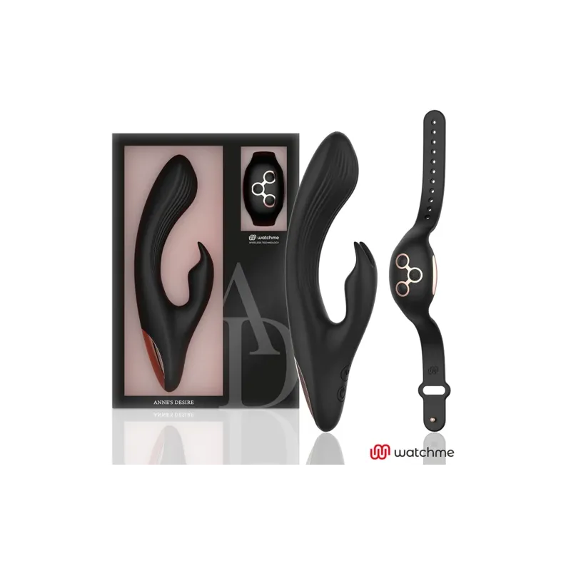 Anne's Desire Hase Vibrator schwarz-gold mit Fernbedienung Uhr WATCHME, zwei unabhängige Motoren aus medizinischem Silikon.