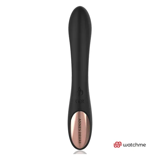 Vibratore coniglio nero Anne's Desire WatchMe con orologio telecomando, doppio motore, silicone medicale, impermeabile
