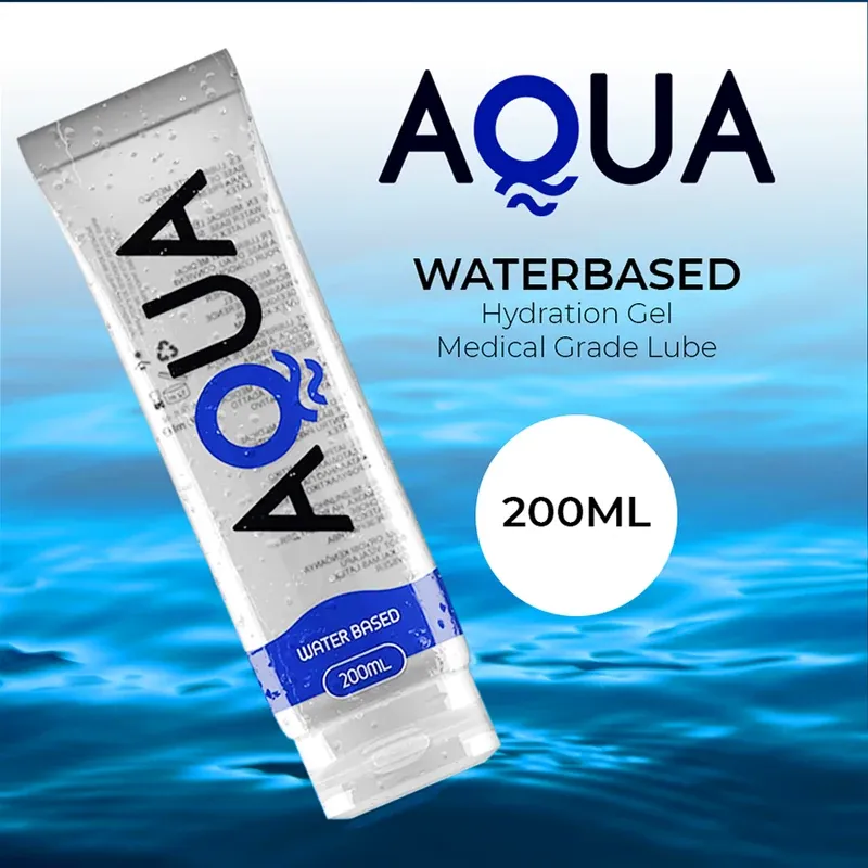 Flacone trasparente di lubrificante a base d'acqua AQUA QUALITY 200 ml, gel intimo incolore e inodore