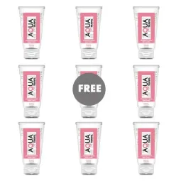 Lubrifiant à base d'eau AQUA TRAVEL saveur crème fraise, flacon rose format voyage 50ml.
