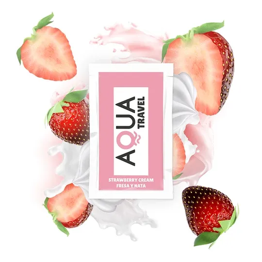Lubrificante a base d'acqua AQUA TRAVEL gusto crema fragola, formato viaggio 6 ml bustina