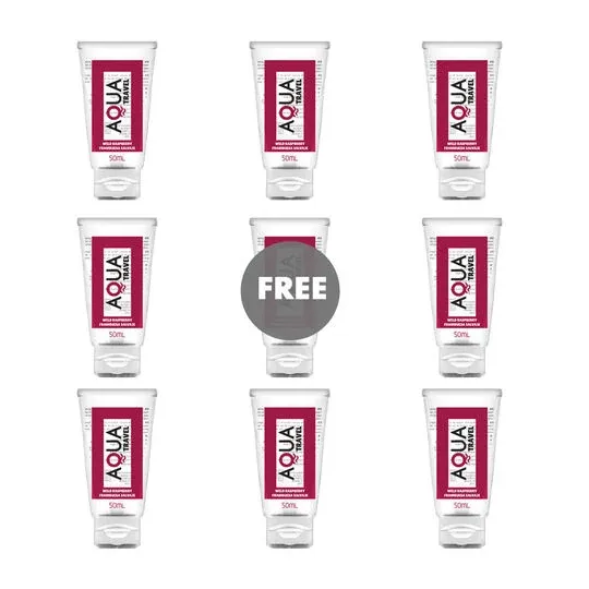 Lubrifiant aqueux AQUA TRAVEL framboise sauvage 50ml format voyage rose lubrification durable