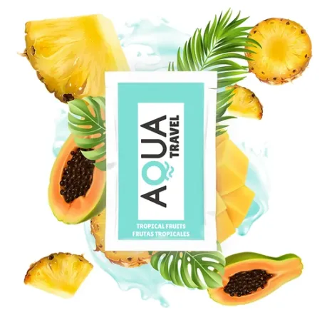 Lubrifiant à l'eau AQUA TRAVEL, saveur fruits tropicaux, format voyage 6 ml