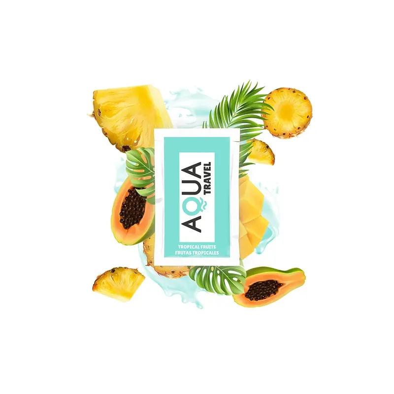 Lubrificante a base d'acqua AQUA TRAVEL, sapore frutti tropicali, formato viaggio 6 ml