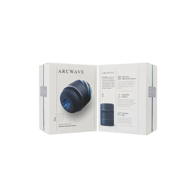 Stroker compact réglable Arcwave Voy, masturbateur masculin en silicone avec 8 réglages et étanchéité ajustable