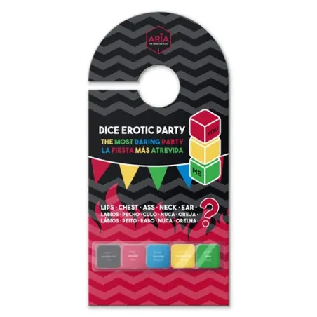 Juego de dados eróticos ARIA – dados negros y de colores para acciones y zonas del cuerpo – juego de fiesta adulto