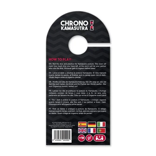 Juego de dados Kamasutra con temporizador ARIA – caja negra y dados multicolores