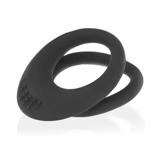 Lot de deux anneaux péniens en silicone noir OHMAMA FETISH, tailles 3.5 et 4.5 cm