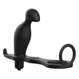 Black vibrating anal plug with silicone ring by Addicted Toys - prostate massager for men