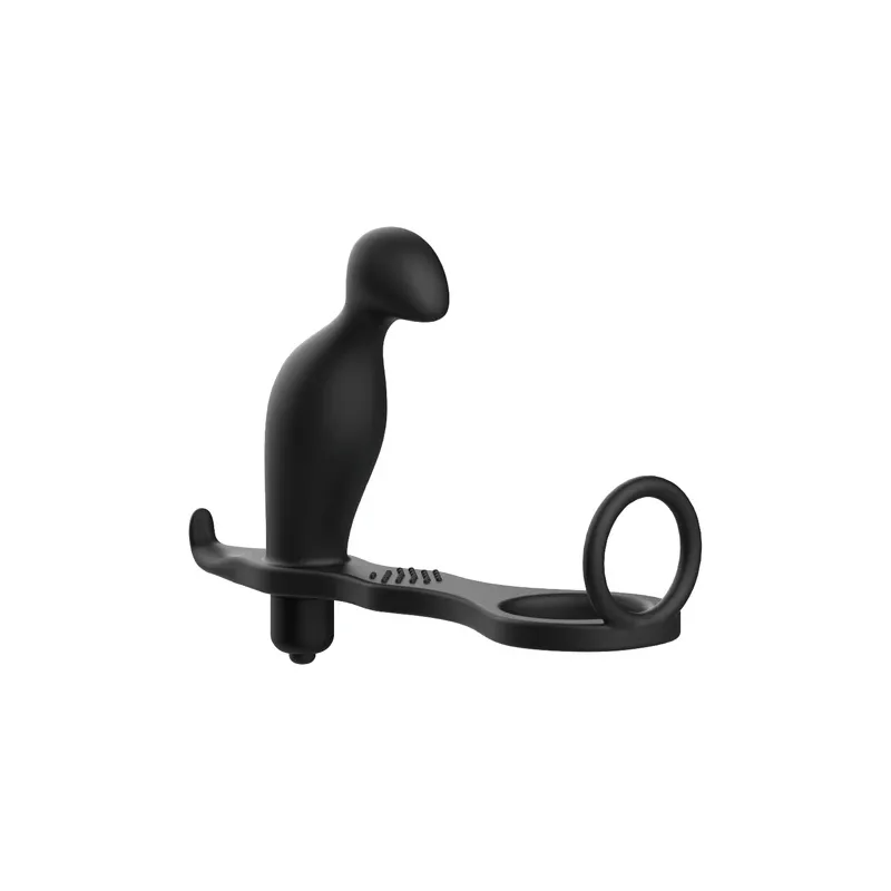 Vibrierender Analplug mit Silikonring schwarz von Addicted Toys - für intensivere Erektionen
