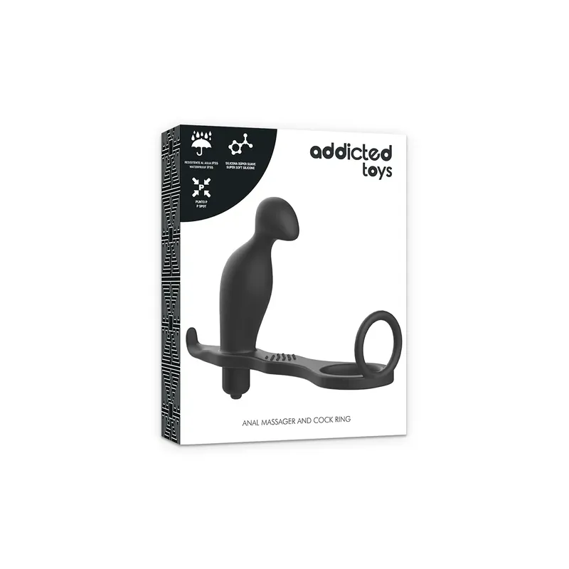 Plug anal vibrant avec anneau en silicone noir Addicted Toys - stimulateur anal pour hommes