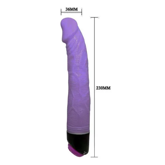 Realistic vibrator BAILE 23 cm lilac soft texture with pronounced veins