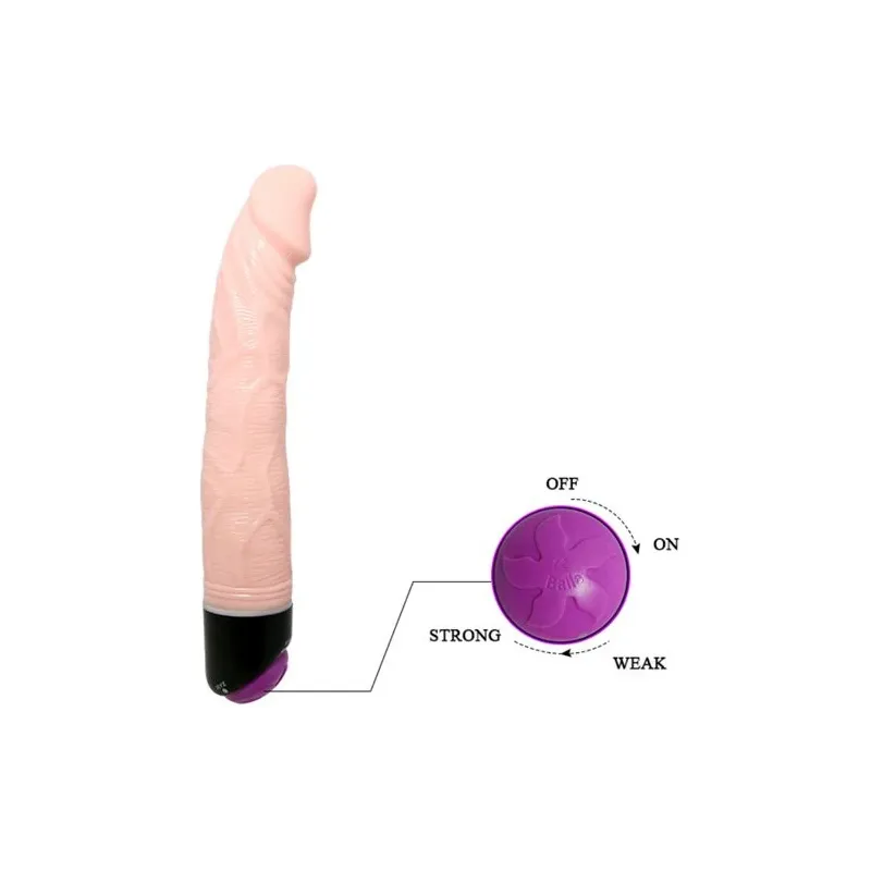 BAILE realistic vibrator 23 cm natural skin tone, pronounced veins, detailed glans, soft texture, adult sex toy