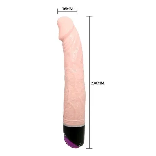 Vibromasseur réaliste BAILE 23 cm couleur nature, veines marquées, gland détaillé, texture douce, jouet sexuel pour adulte