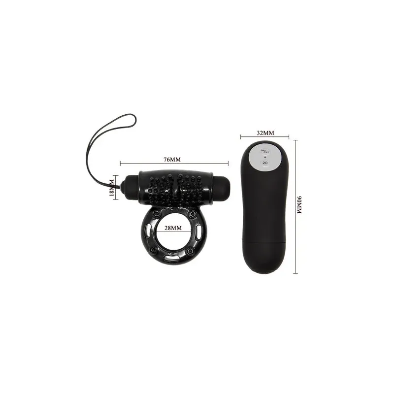 Remote control vibrating cock ring Baile For Him black, 20 functions for couples