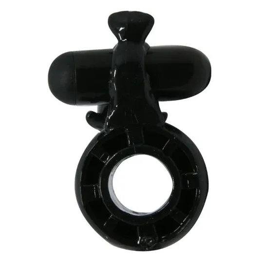 Anello vibrante Baile For Him nero con stimolatore clitorideo a delfino, vibrazioni potenti in silicone