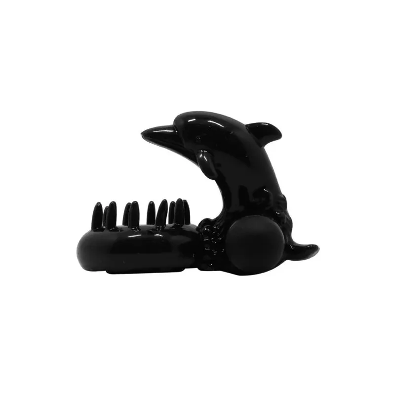 Anello vibrante Baile For Him nero con stimolatore clitorideo a delfino, vibrazioni potenti in silicone