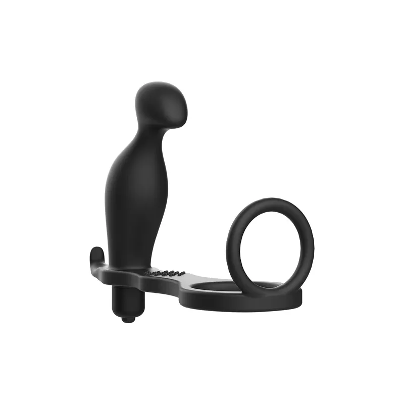 Plug anal vibratorio con anillo de silicona negro Addicted Toys - estimulador de próstata