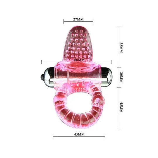 Anneau pénis vibrant BAILE FOR HIM rose avec stimulateur clitoris et 10 rythmes de vibration en ABS/TPR