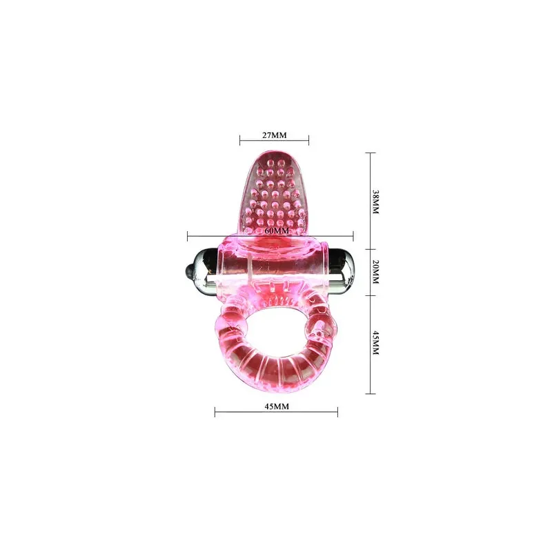 Anillo vibratorio para pene BAILE FOR HIM rosa con estimulador de clítoris y 10 ritmos de vibración en ABS/TPR