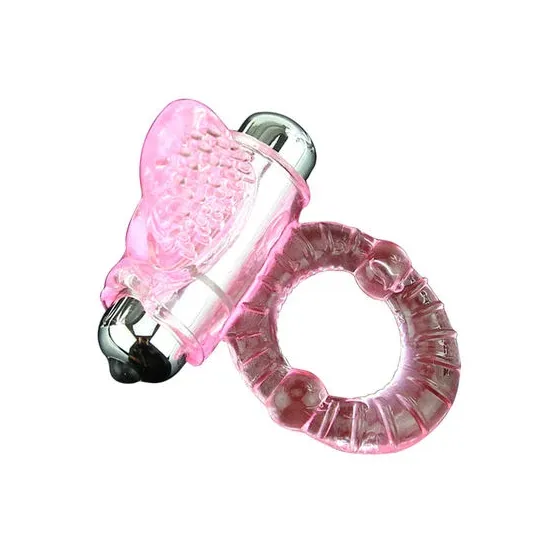 Anillo vibratorio para pene BAILE FOR HIM rosa con estimulador de clítoris y 10 ritmos de vibración en ABS/TPR