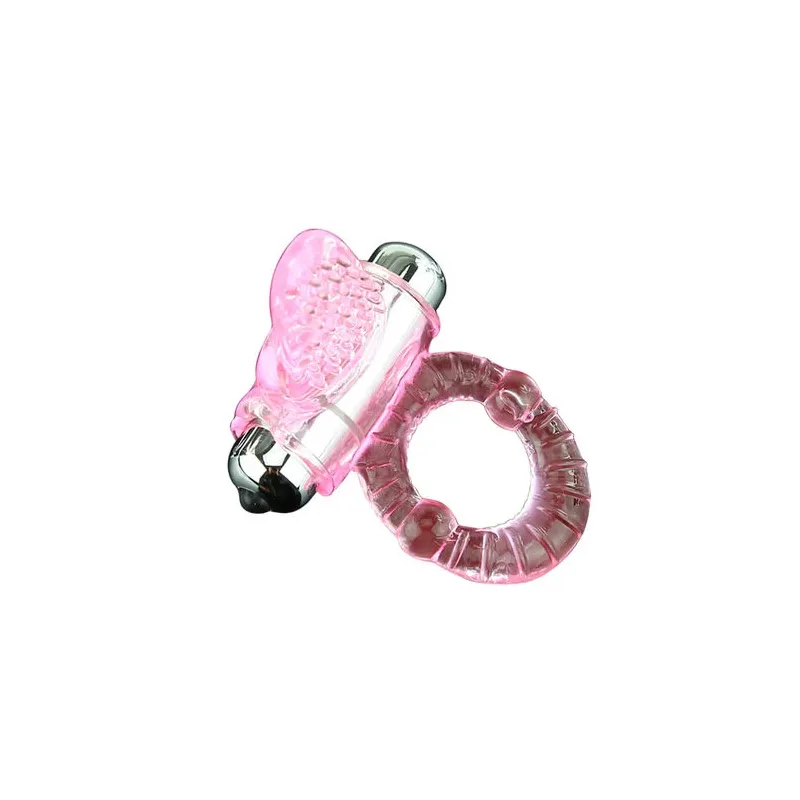 Vibrating cock ring BAILE FOR HIM pink with clitoral stimulator and 10 vibration rhythms made of ABS/TPR