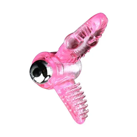 Anillo vibratorio para pene BAILE FOR HIM rosa con estimulador de clítoris y 10 ritmos de vibración en ABS/TPR
