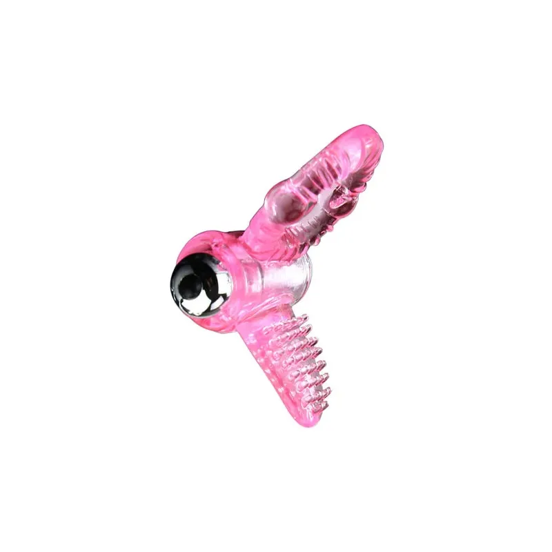 Anello vibrante per pene BAILE FOR HIM rosa con stimolatore del clitoride e 10 ritmi di vibrazione in ABS/TPR