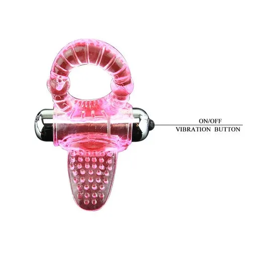 Anillo vibratorio para pene BAILE FOR HIM rosa con estimulador de clítoris y 10 ritmos de vibración en ABS/TPR