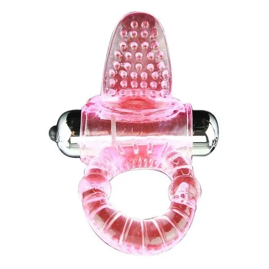 Vibrating cock ring BAILE FOR HIM pink with clitoral stimulator and 10 vibration rhythms made of ABS/TPR