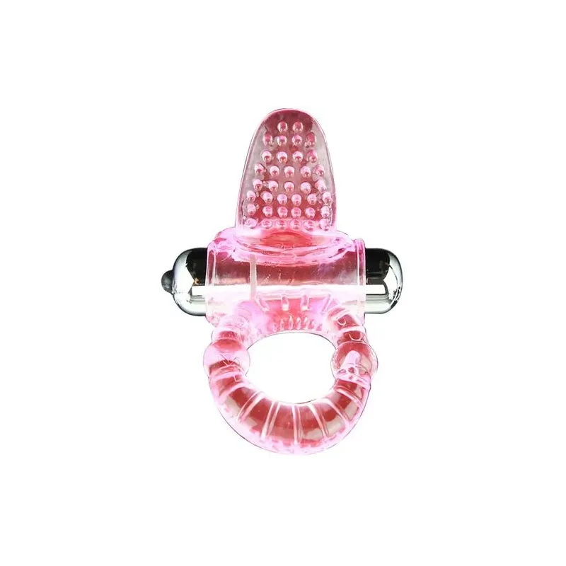 Anillo vibratorio para pene BAILE FOR HIM rosa con estimulador de clítoris y 10 ritmos de vibración en ABS/TPR