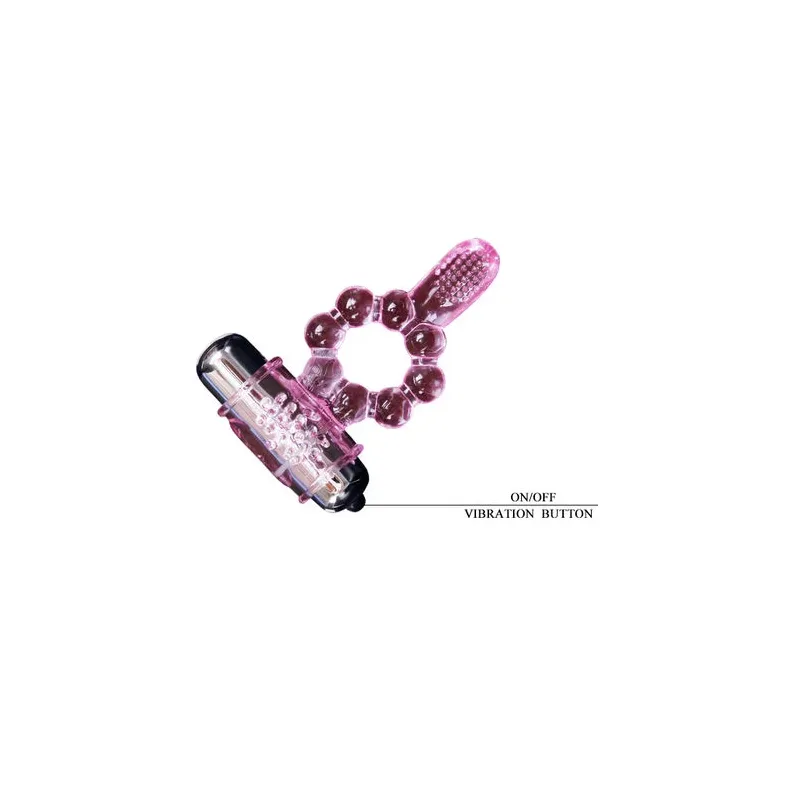 Vibrating ring double stimulation Baile For Him pink with 10 vibration rhythms and anal tongue.