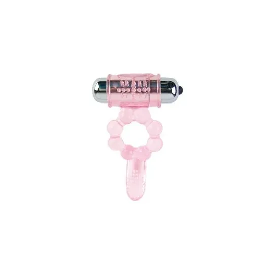 Vibrating ring double stimulation Baile For Him pink with 10 vibration rhythms and anal tongue.