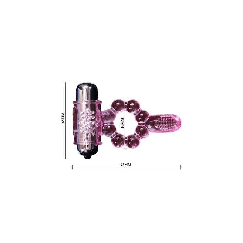 Anillo vibrante doble estimulación Baile For Him rosa con 10 ritmos de vibración y lengüeta anal.