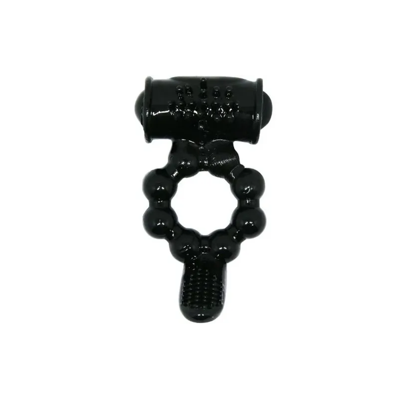 Anello vibrante nero BAILE FOR HIM Sweet Ring a doppia stimolazione con coniglio clitorideo in silicone