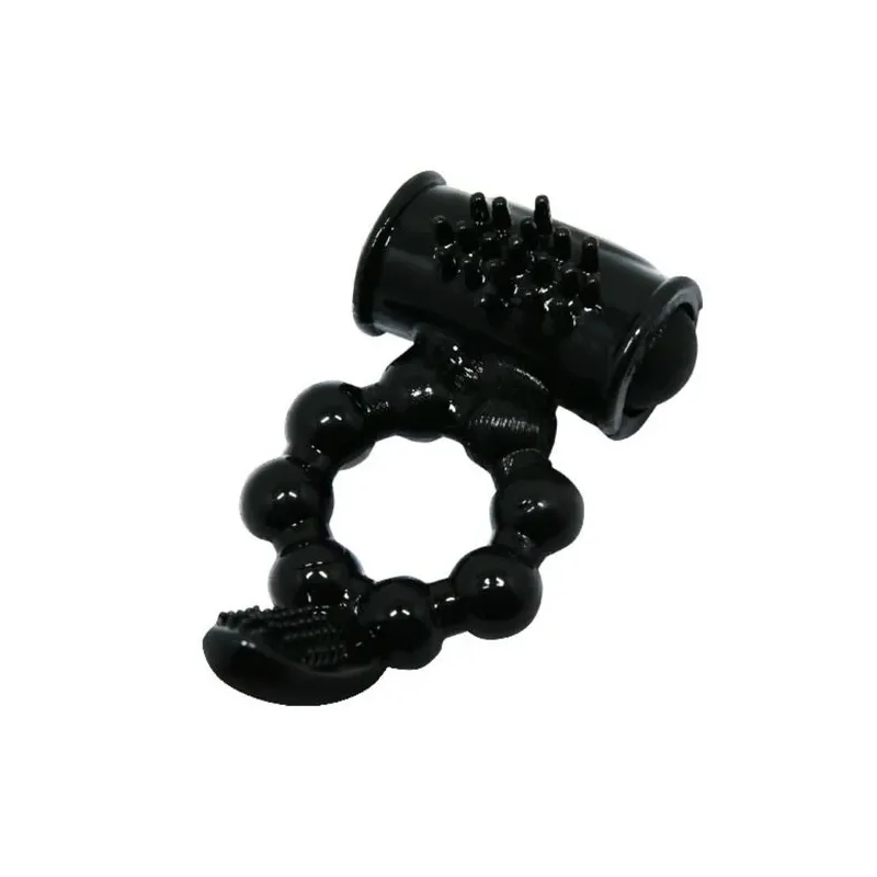 Anillo vibrador negro BAILE FOR HIM Sweet Ring de doble estimulación con conejo clitorídeo de silicona
