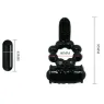 Schwarzer Vibrationsring BAILE FOR HIM Sweet Ring mit Doppelstimulation und Klitoris-Hase aus Silikon
