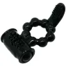 Schwarzer Vibrationsring BAILE FOR HIM Sweet Ring mit Doppelstimulation und Klitoris-Hase aus Silikon