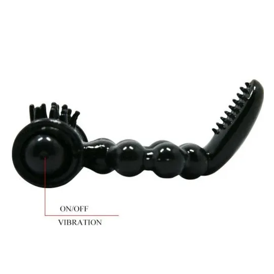 Anello vibrante nero BAILE FOR HIM Sweet Ring a doppia stimolazione con coniglio clitorideo in silicone