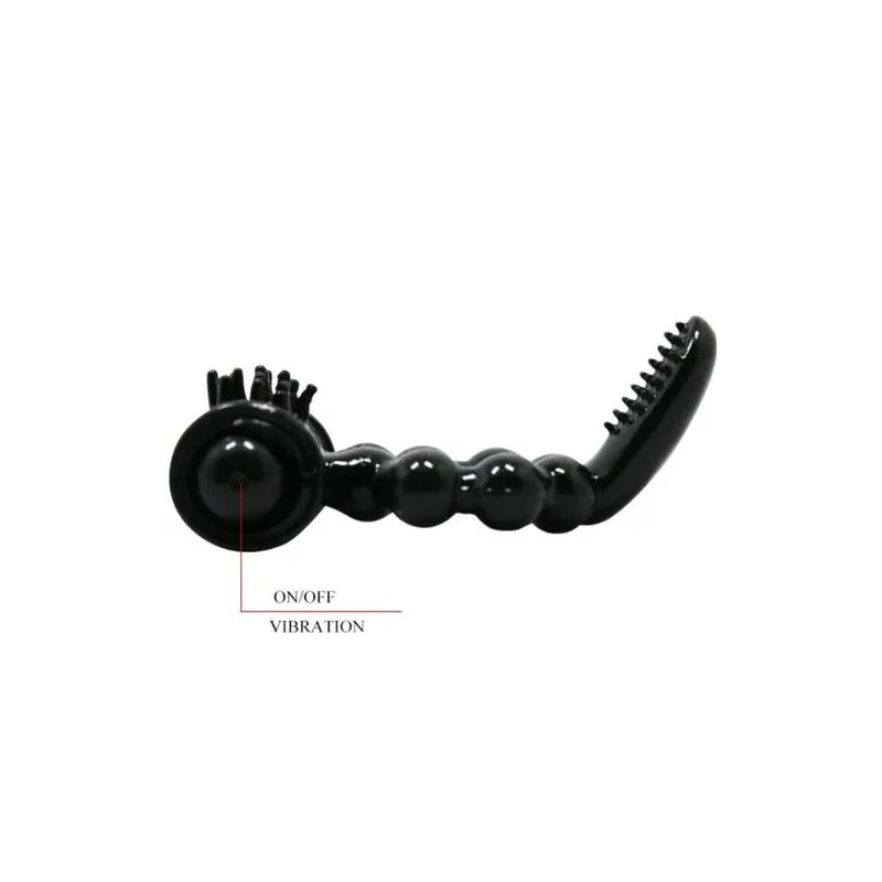 Black vibrating cock ring BAILE FOR HIM Sweet Ring dual stimulation with silicone clitoral rabbit