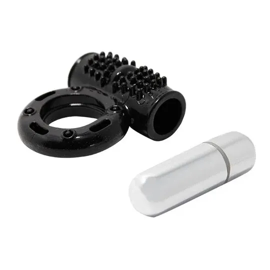 Anello penieno vibrante Baile For Him, flessibile con 10 velocità, su fondo bianco