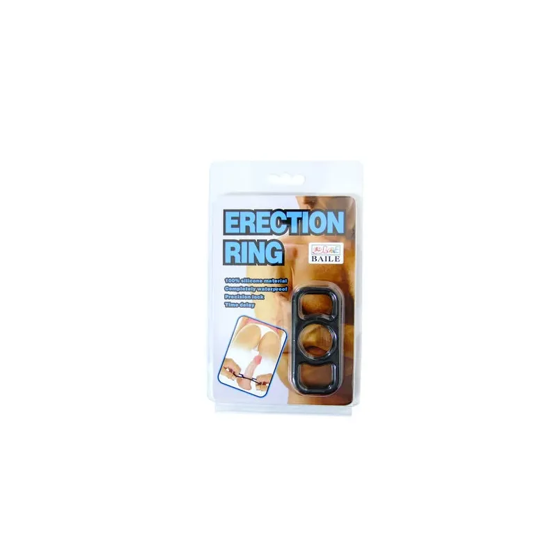 Set mit 3 Silikon-Erektionsringen von Baile for Him, Penisringe für Training und Verzögerung der Ejakulation.