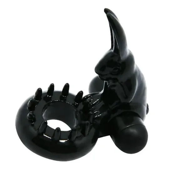 Bague vibrante noire Baile For Him Sweet Ring avec lapin pour stimulation clitoridienne