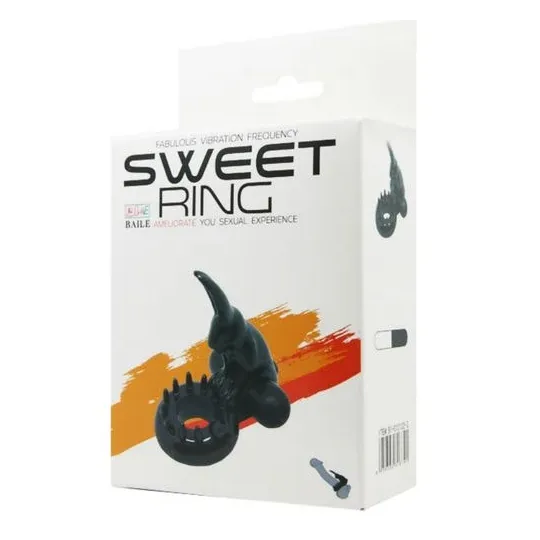Schwarzer Vibrationsring Baile For Him Sweet Ring mit Hase für Klitorisstimulation