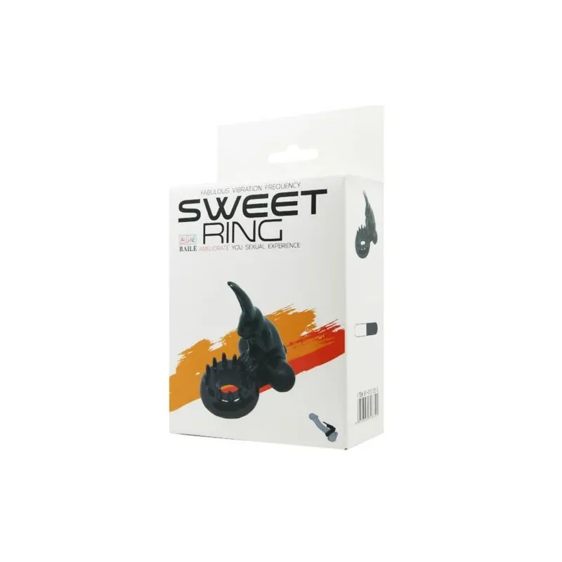 Black vibrating ring Baile For Him Sweet Ring with bunny for clitoral stimulation