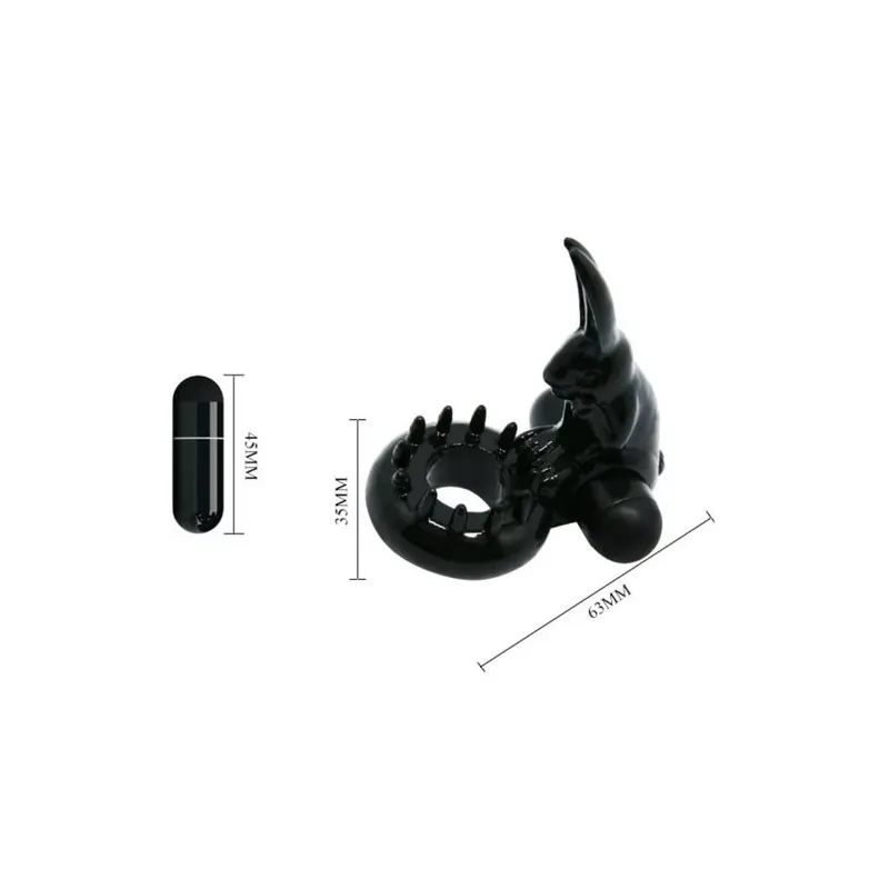 Schwarzer Vibrationsring Baile For Him Sweet Ring mit Hase für Klitorisstimulation