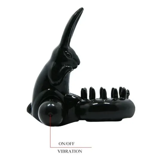Bague vibrante noire Baile For Him Sweet Ring avec lapin pour stimulation clitoridienne