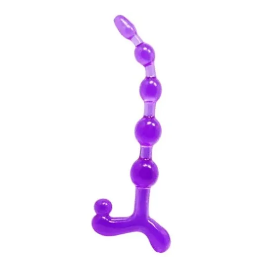 Collana anale flessibile Baile Anal lilla, in TPR con noduli, impermeabile per giochi acquatici.