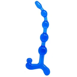 Bolas anales azules Baile Bendy Twist de TPR flexible, sumergibles, diseño retorcido.